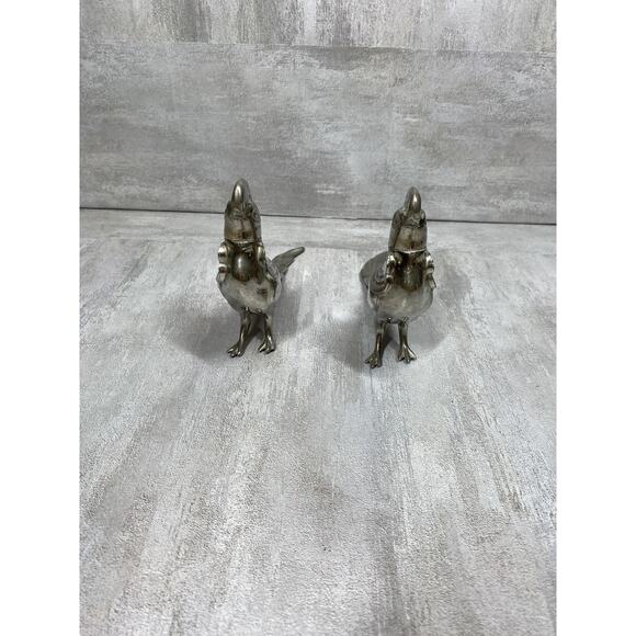 Pheasant Bird Salt & Pepper Shakers Pair Figurines Silver Tone Tabletop Decor - Picture 3 of 13